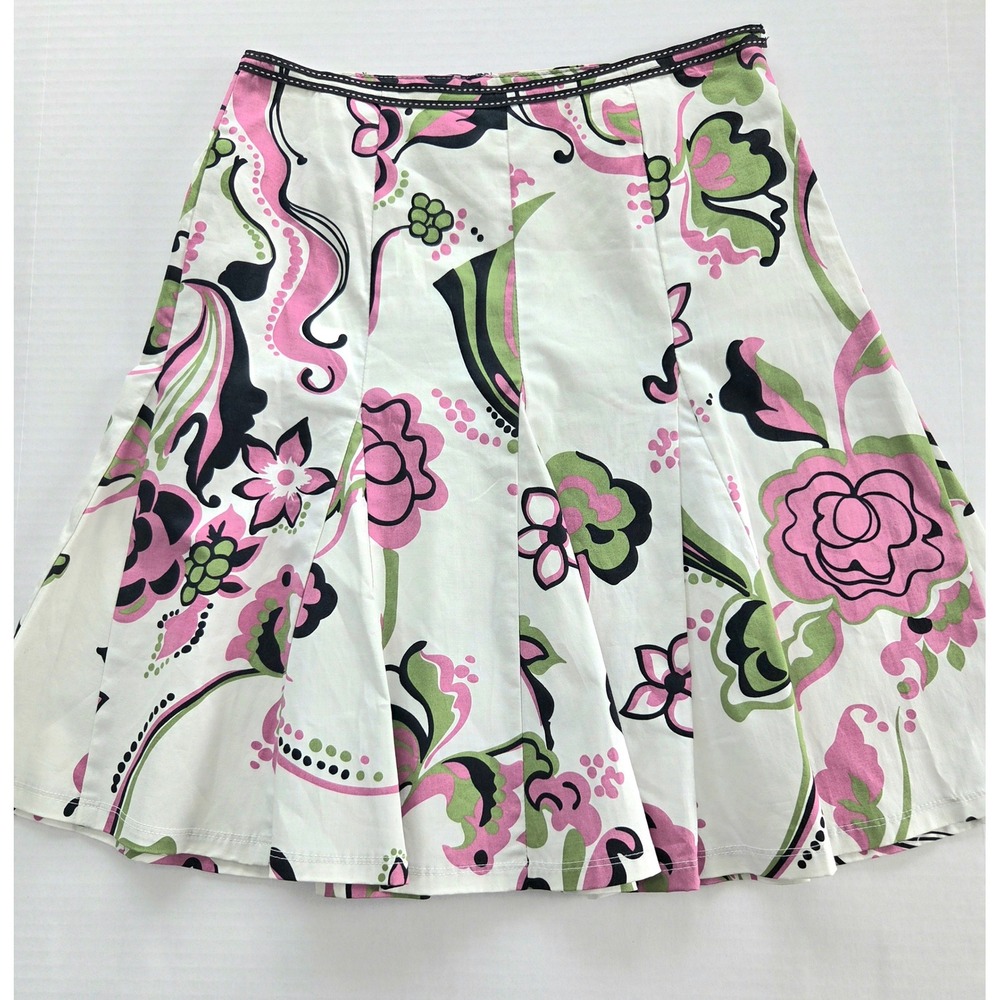 Vintage Y2K Lily Bold Floral Paisley Paneled A-Line Skirt Size Small